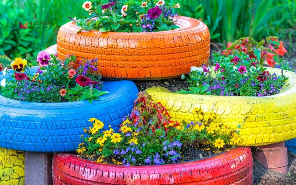 Upcycled Pots Grouped into Layered Displays