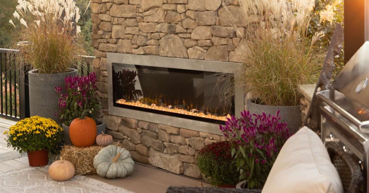 Outdoor electric fireplace