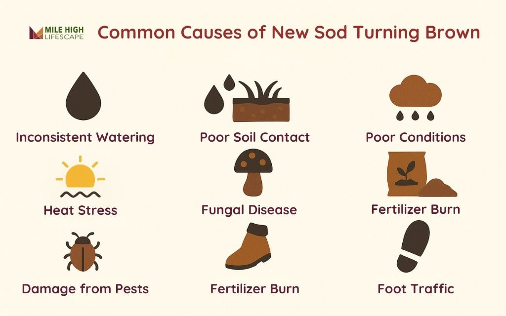 Common Causes of New Sod Turning Brown in Denver
