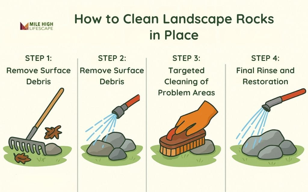 How to Clean Landscape Rocks in Place