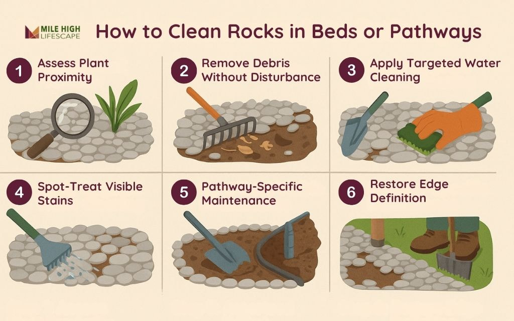 How to Clean Rocks in Landscape Beds or Pathways