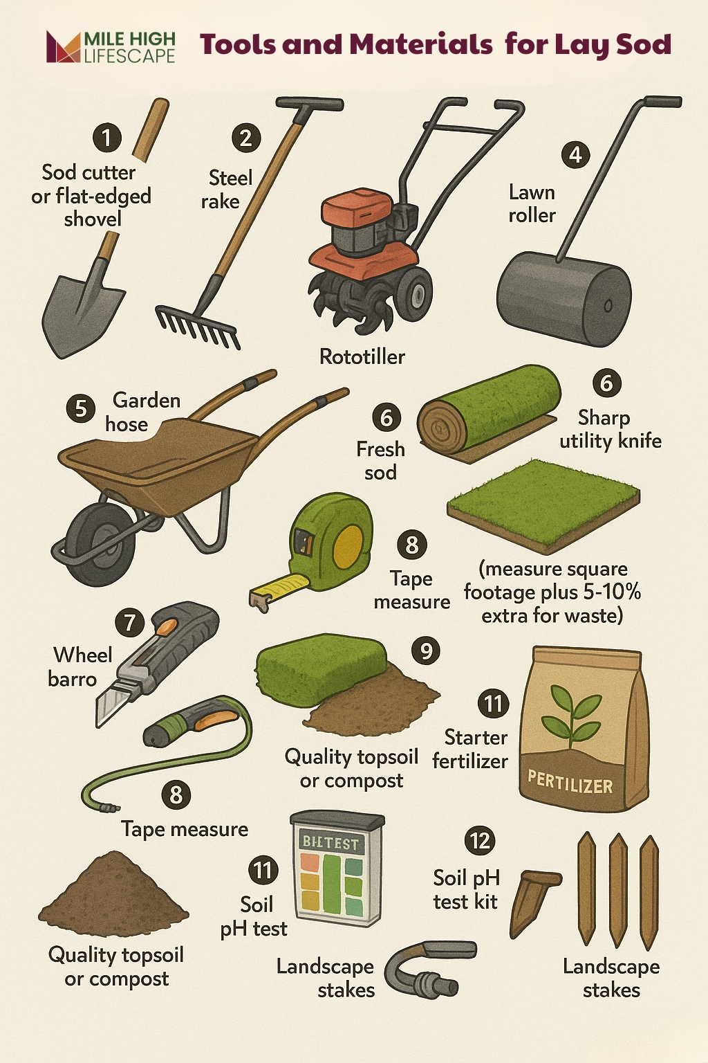 Tools and Materials for Lay Sod