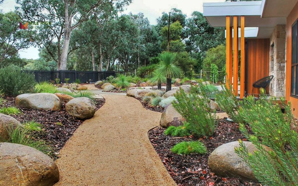 Curved Gravel Beds with Native Perennials