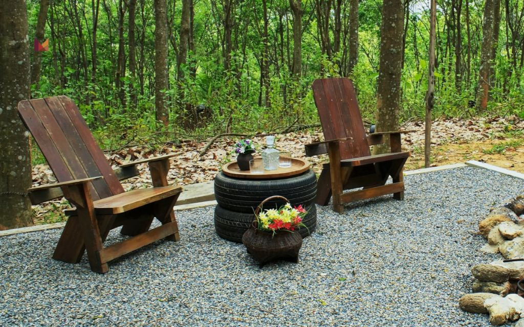 Fire Pit Area with Crushed Gravel Base