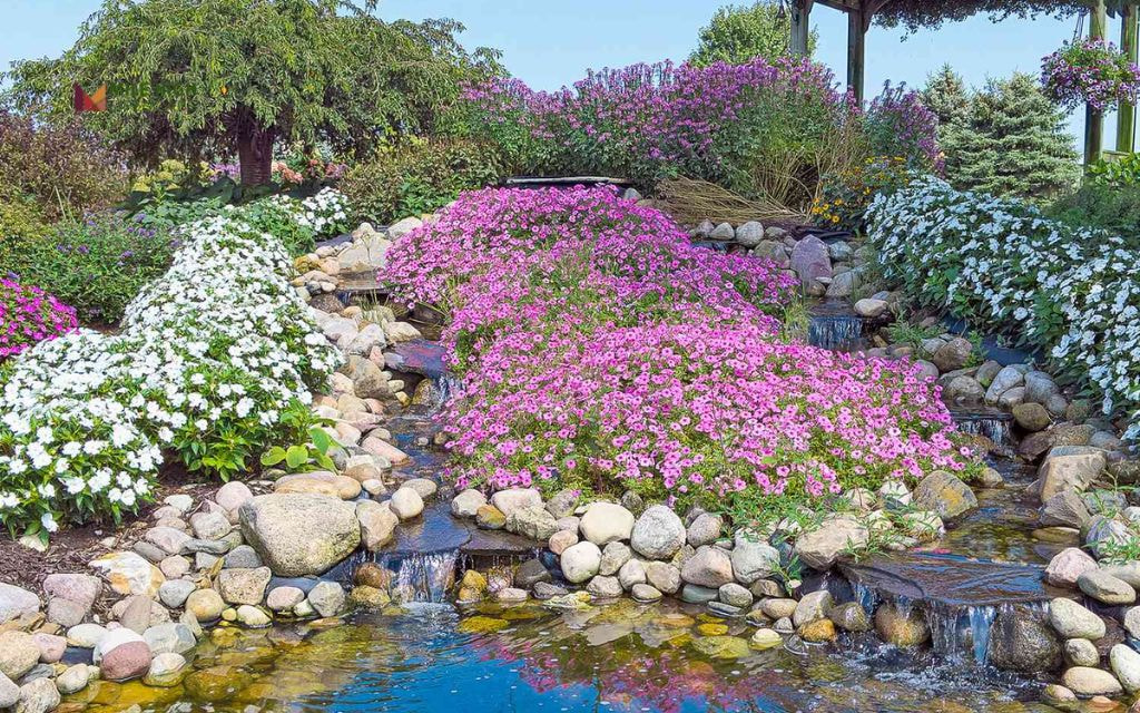 Raised Rock Planter with Drought-Tolerant Plants