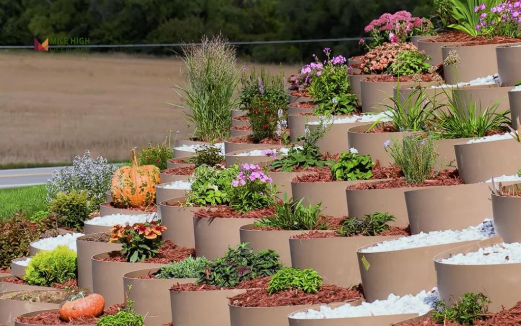 Raised Stone Flower Beds for Slope Control