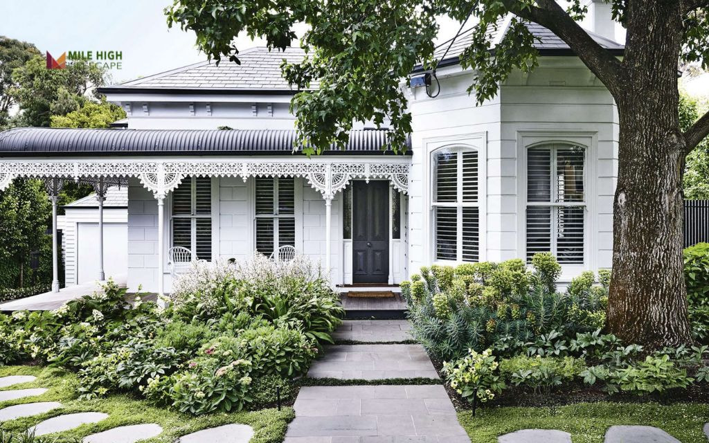 White Flowers + Silver Foliage for Modern Curb Appeal