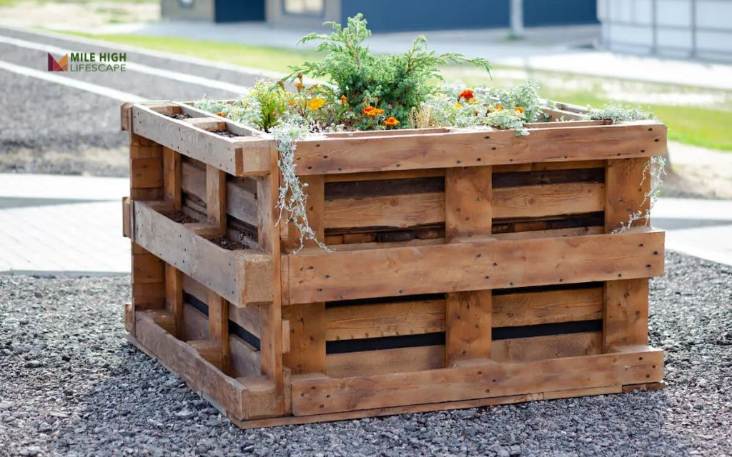 Pallet Wood Raised Flower Bed