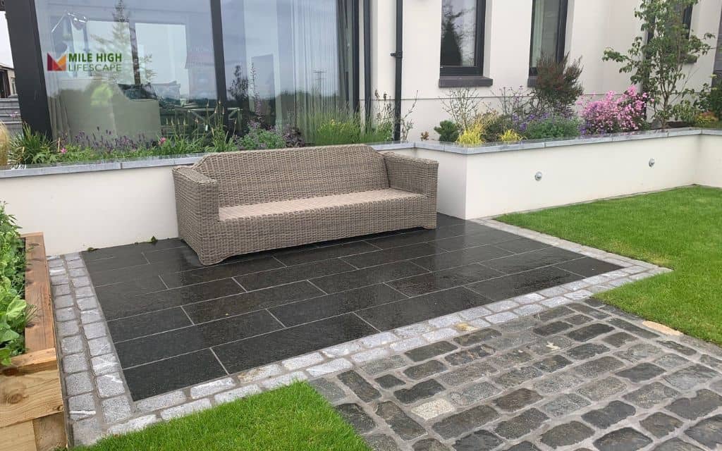 Black basalt modern front yard