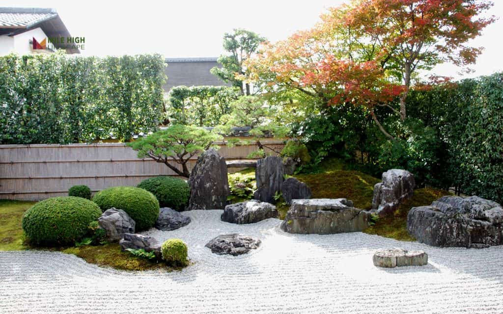 Japanese zen-inspired flower bed