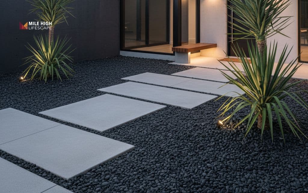 Minimalist river rock entry