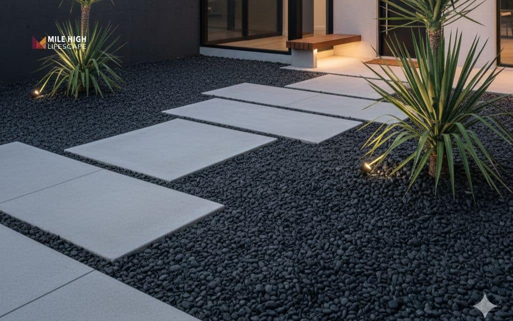 Minimalist river rock entry