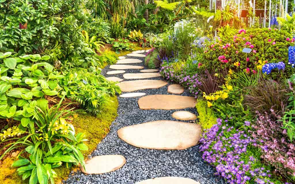 Modern river rock pathway