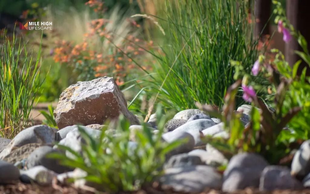 Native wildflower and stone mix