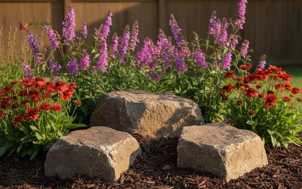 Rock-and-mulch layered beds