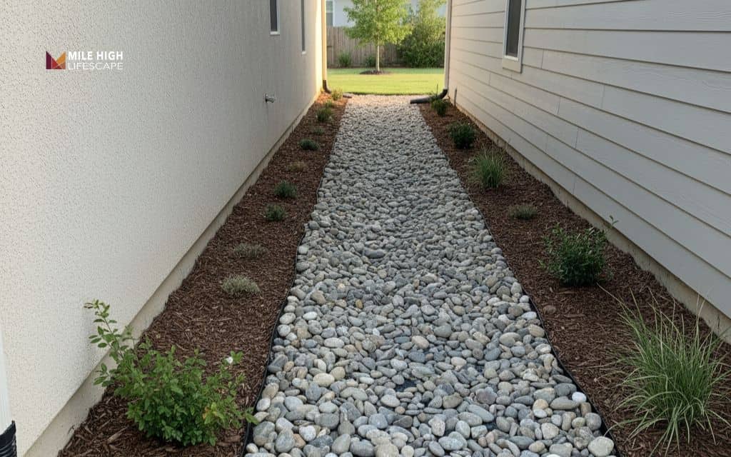 Side yard drainage path