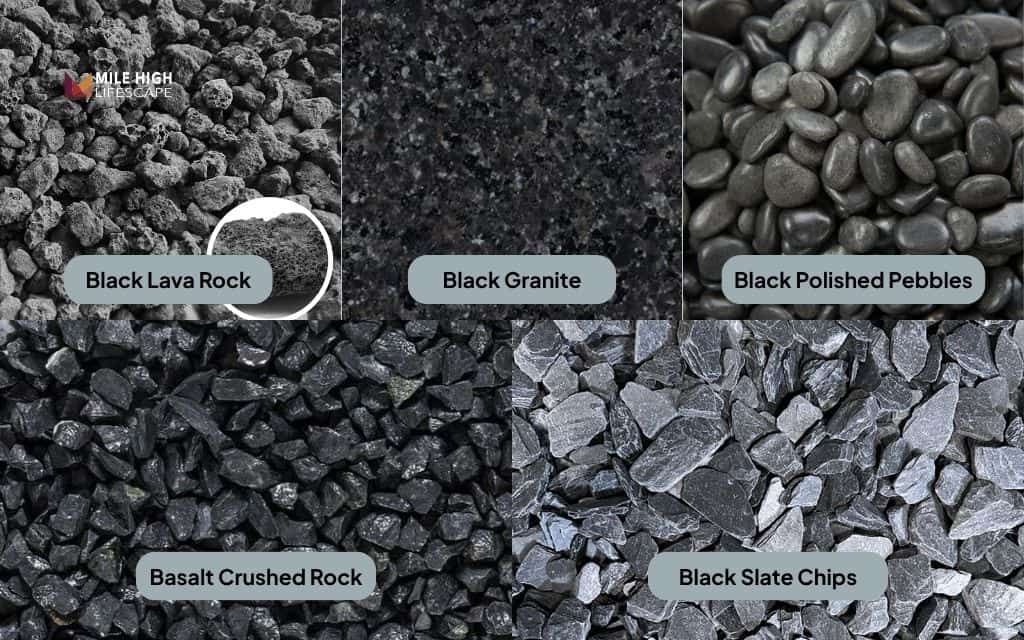 Types of black rocks for landscaping