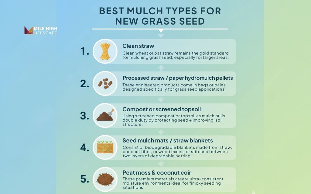 Best mulch types for new grass seed in Denver
