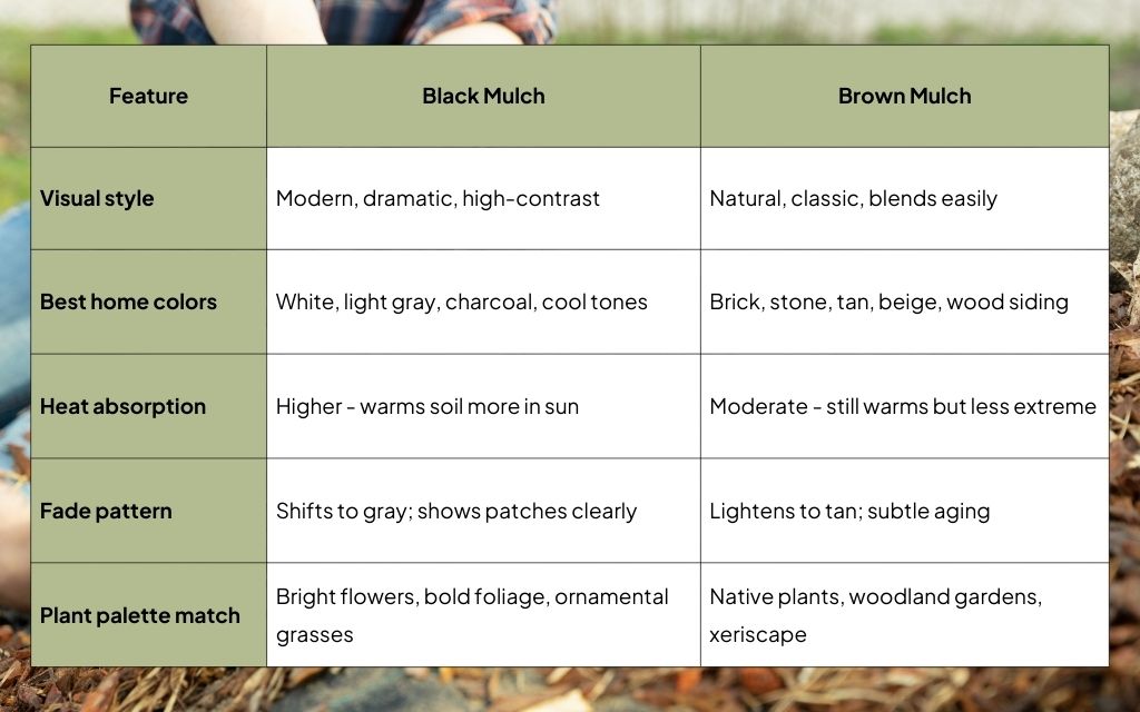 Black or brown mulch: Quick comparison