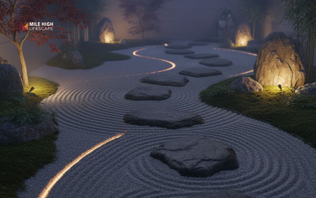 Night-lit zen garden
