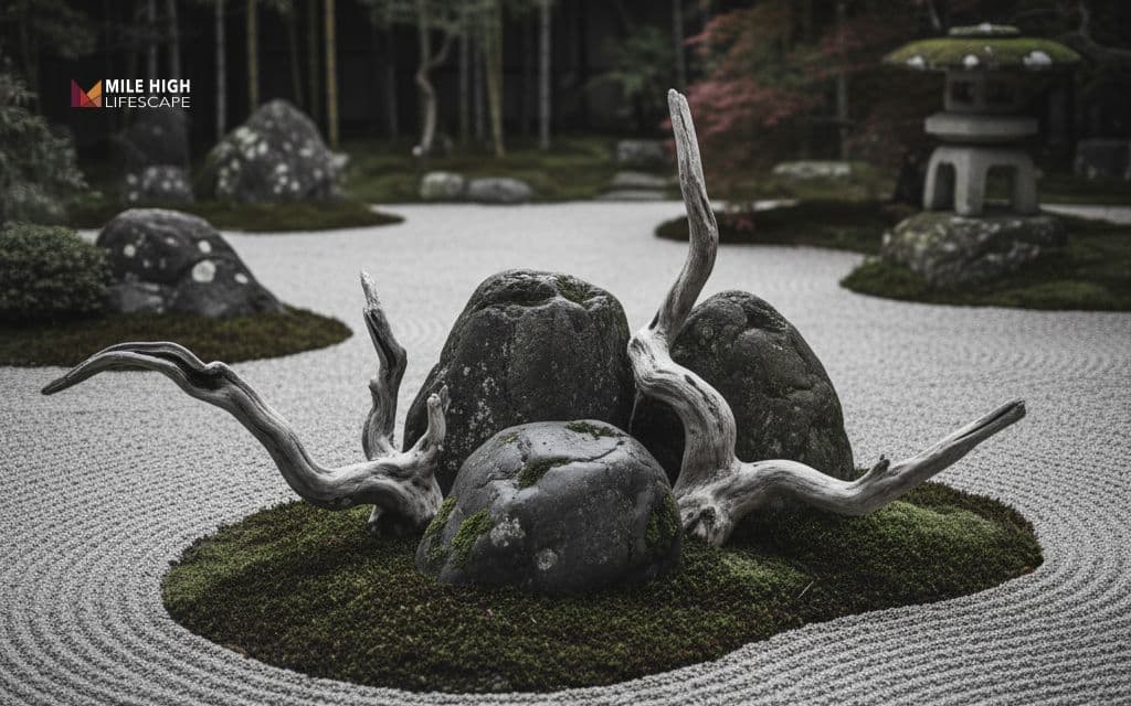 Stone and driftwood harmony