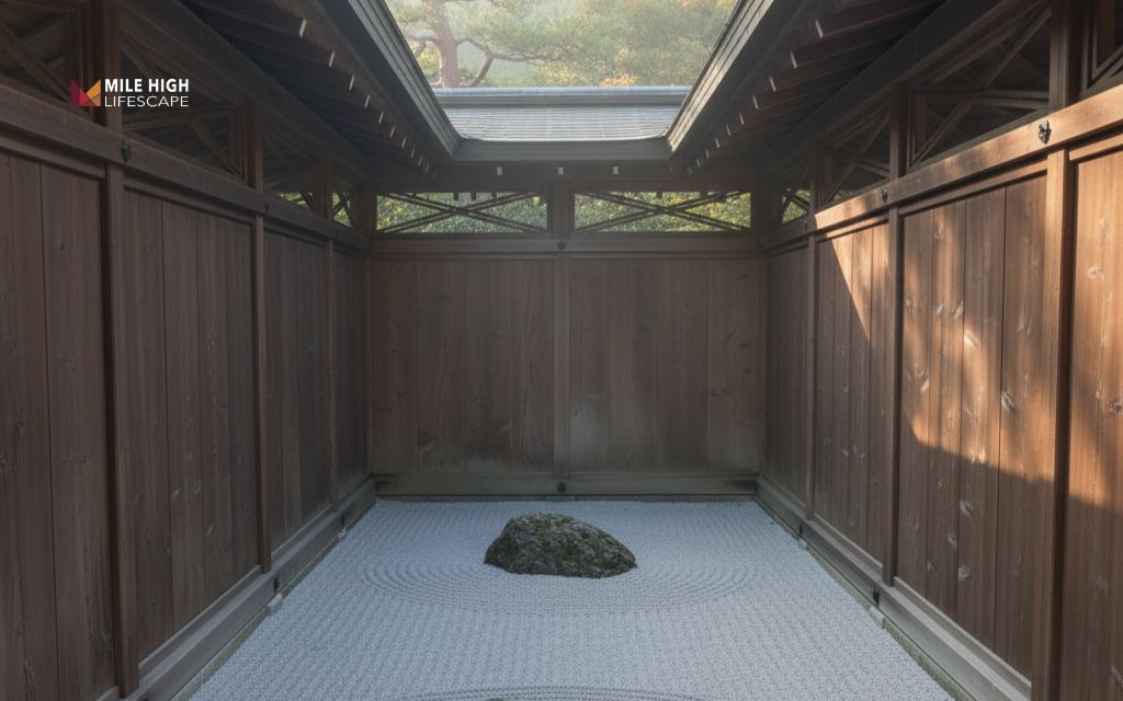 Temple-inspired courtyard