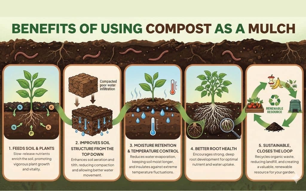 Benefits of using compost as a mulch
