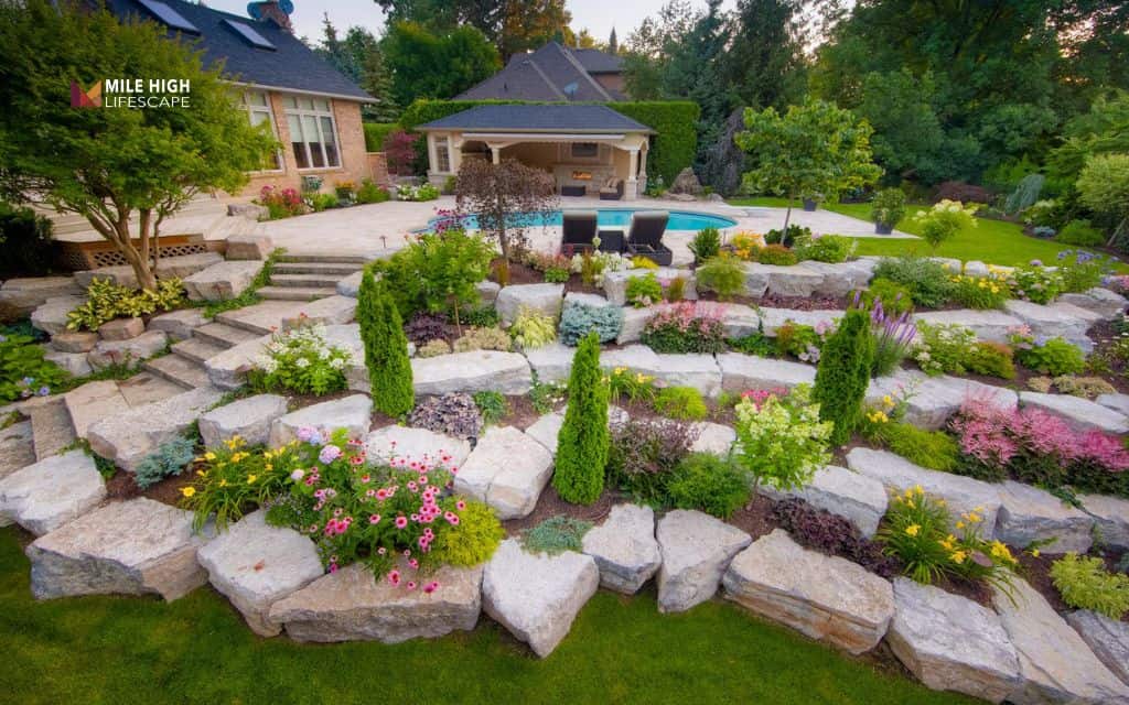 Hillside rock landscaping
