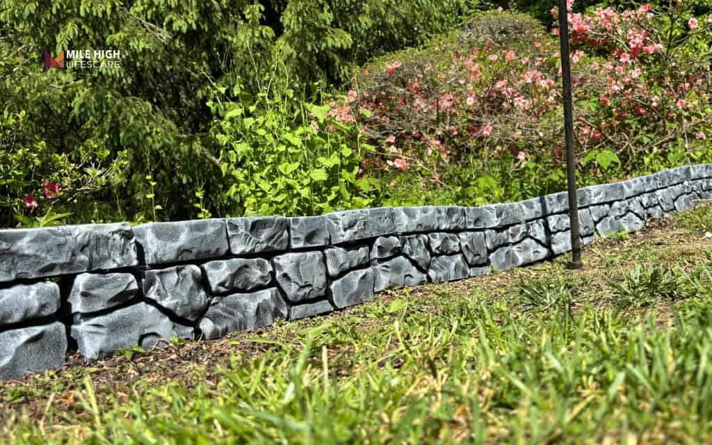 Low garden rock wall border