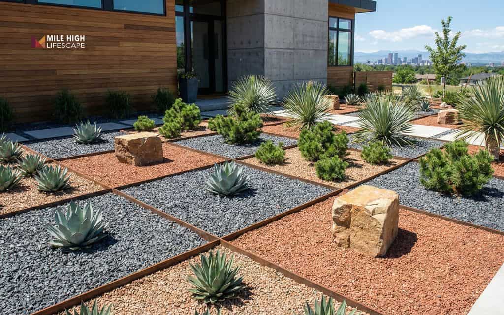Modern grid rock garden