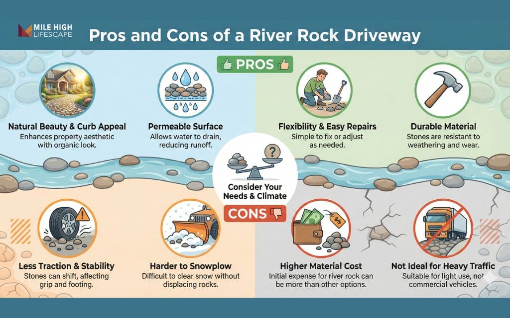Pros and cons of a river rock driveway