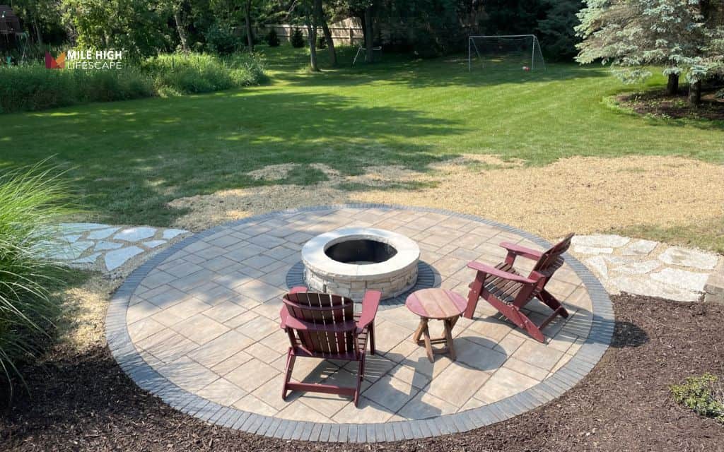 Rock garden fire pit circle