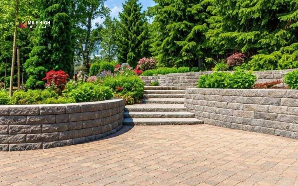 Rock wall with integrated stairs