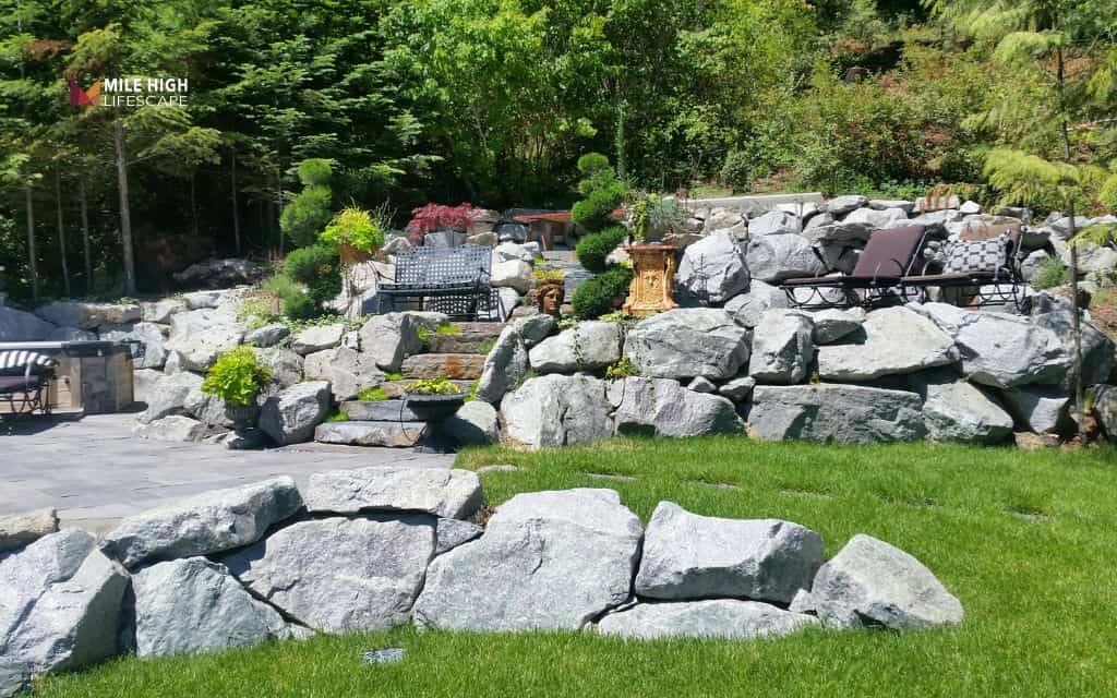 Boulder-anchored hillside