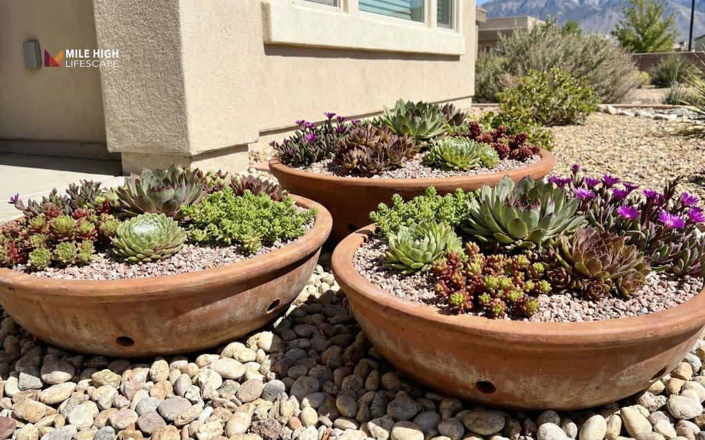 Drought-tolerant succulent containers