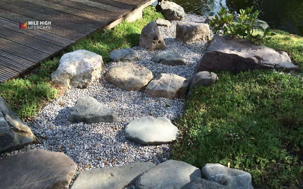 Dry stream japanese rock garden