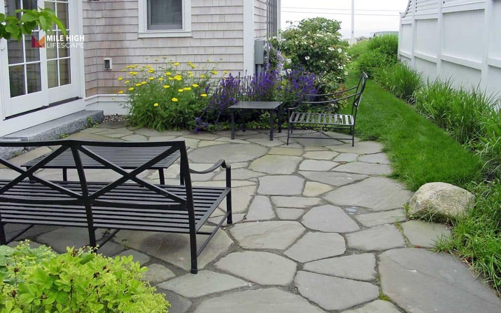 Flagstone courtyard with seating nooks
