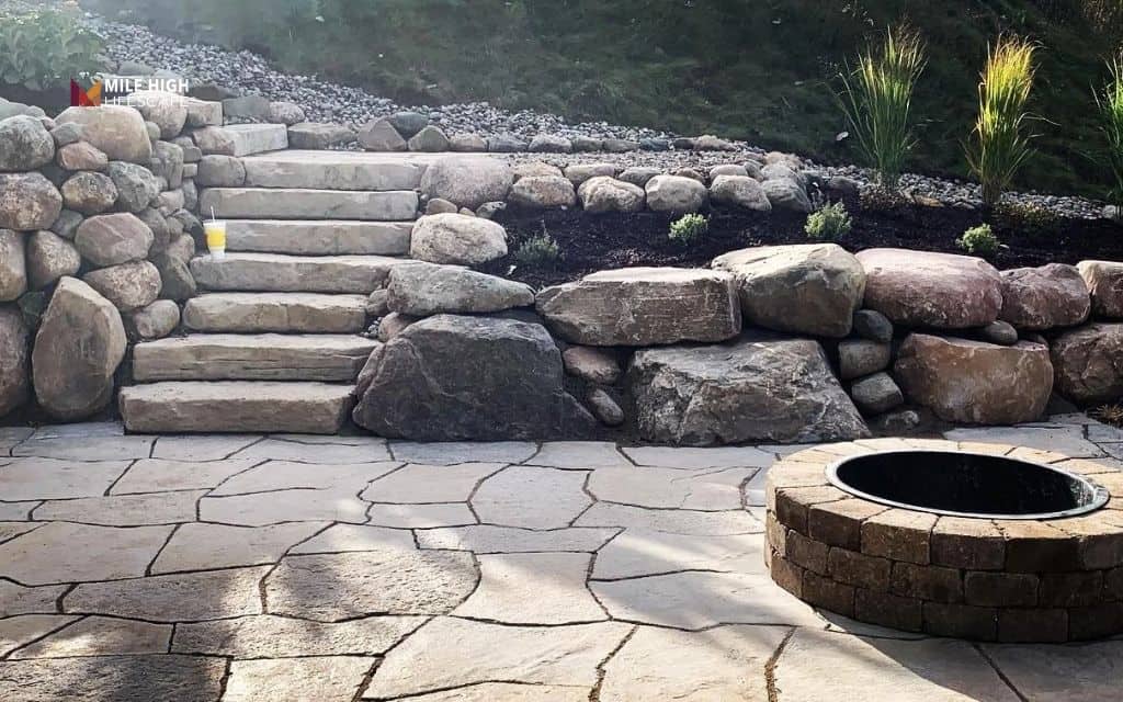 Flagstone framed by boulder accents