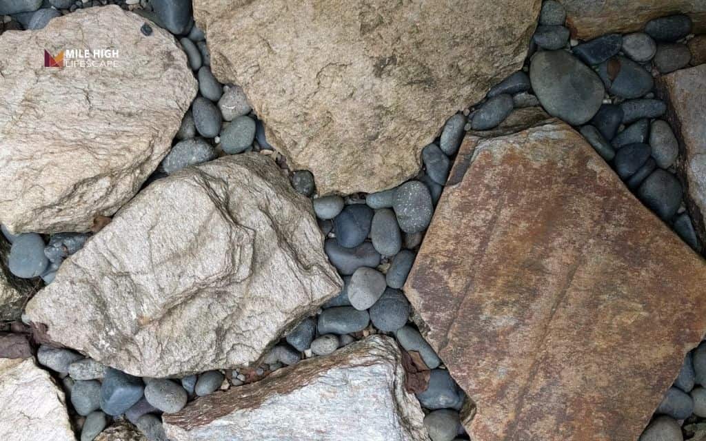 Flagstone patio with gravel or river rock joints