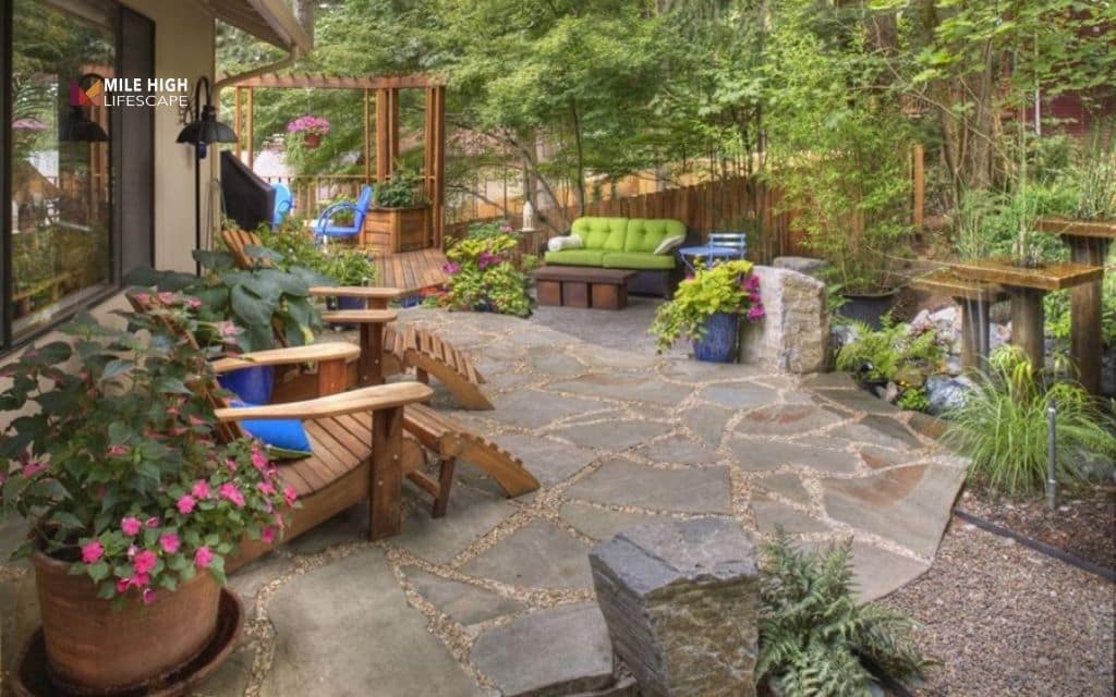 Flagstone + xeriscape garden combo