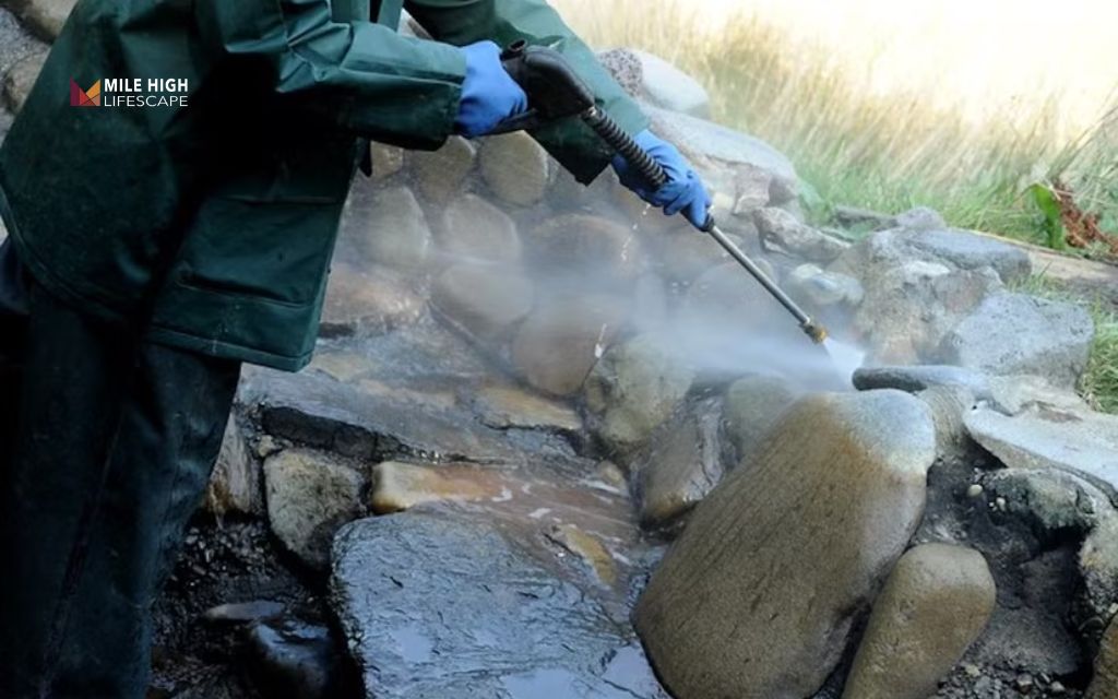 How often should you clean river rock landscaping?