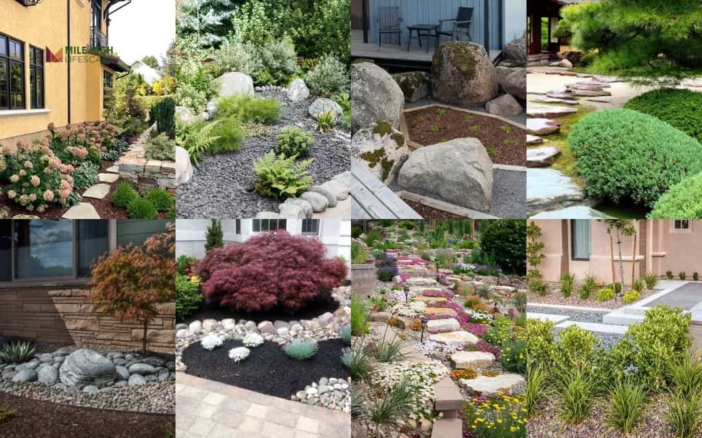 Rock landscaping ideas for front of house: 12 proven designs