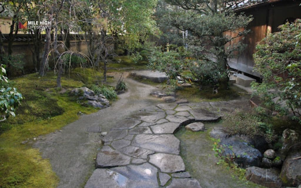 Stepping stone path in a Japanese garden