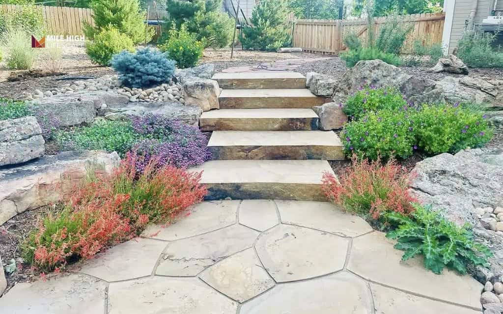 Flat rock garden steps
