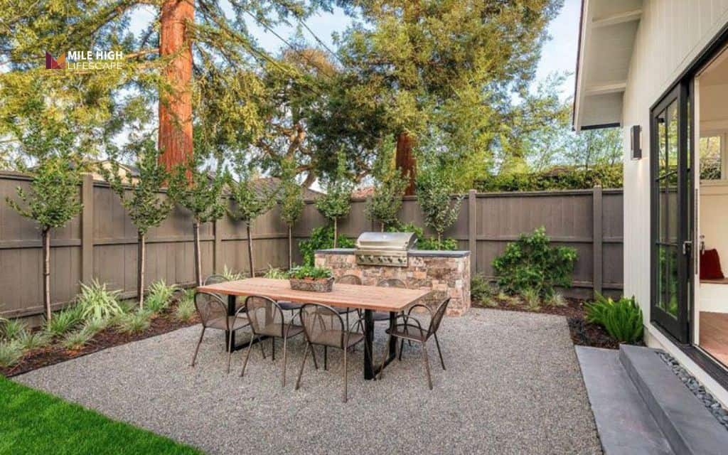 Mixed stone & gravel patio