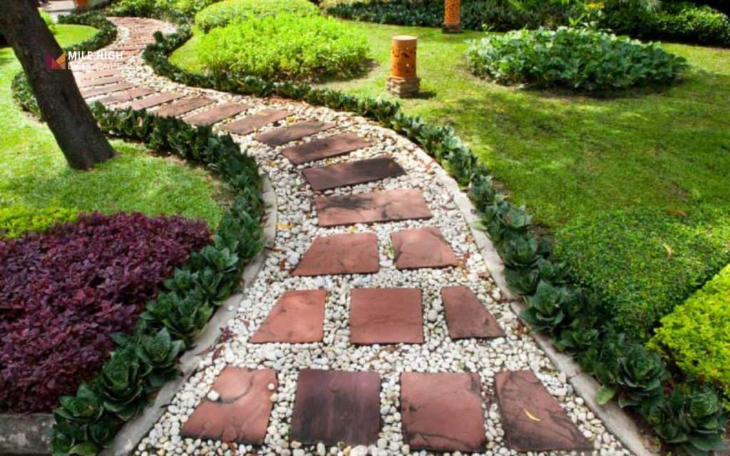 Modern geometric stone walkway
