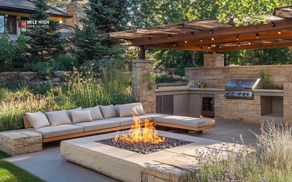 Large backyard landscaping ideas: Design a backyard fire pit area