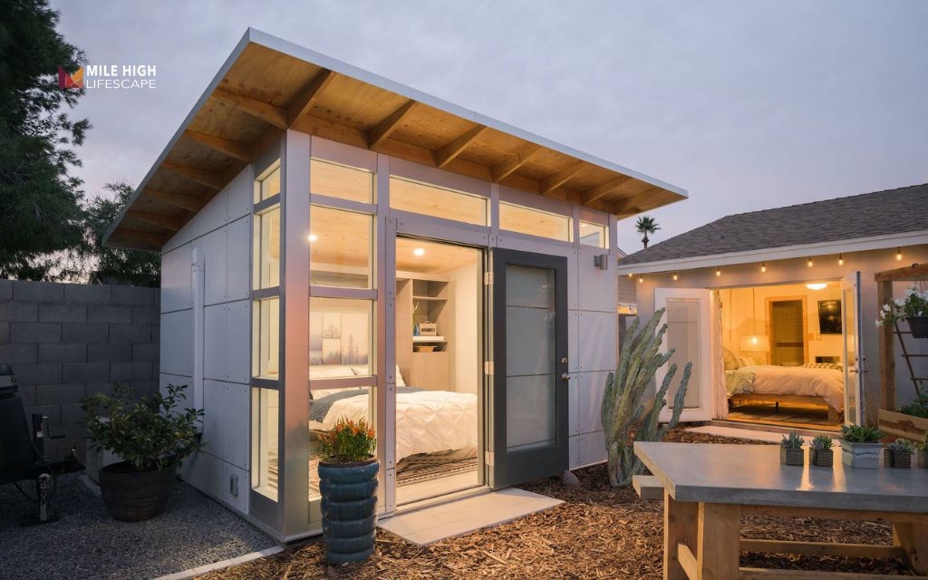 Large backyard landscaping ideas: Add a shed or backyard studio