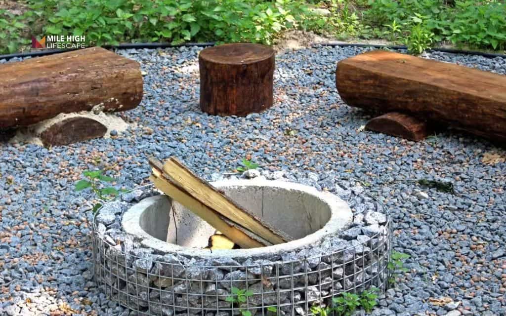 Bench or log seating around fire pit