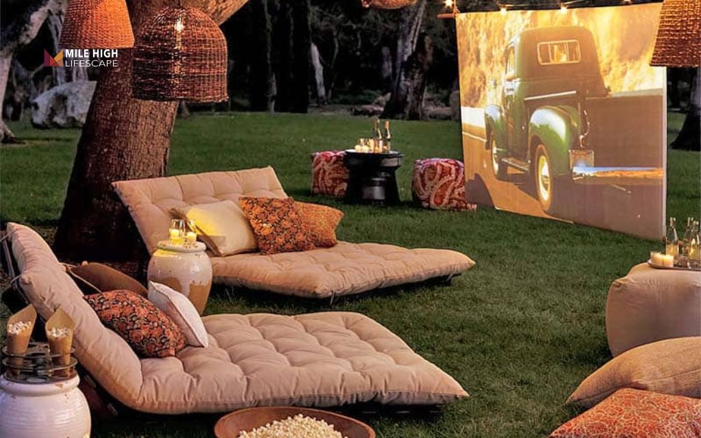 Large backyard landscaping ideas: Design a backyard home theater